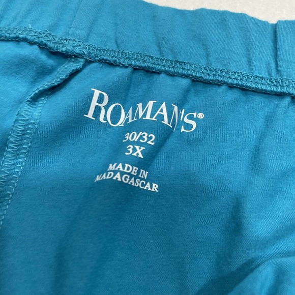 Roaman's 3X 30/32 Cropped Ankle Pull On Leggings Blue Stretch Cotton New - Picture 4 of 8